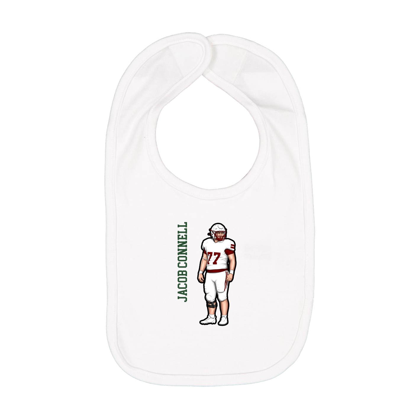 Infant Bib — Name Vertical in White