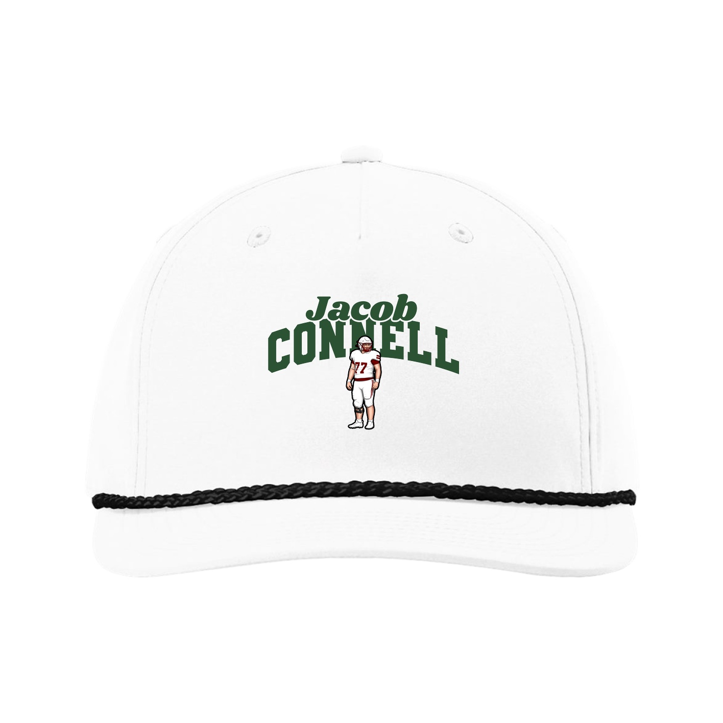 Five-Panel Classic Rope Cap — Signature Arch in White