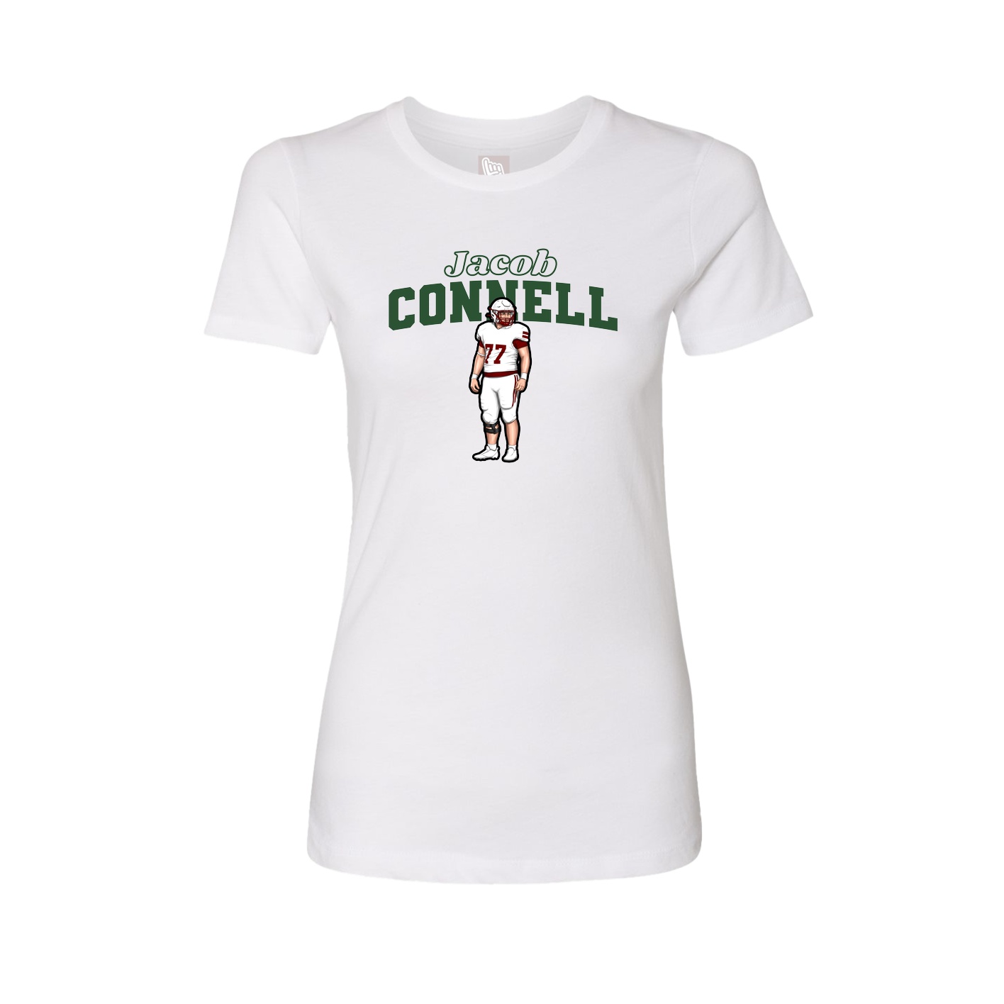 Fitted Women's Tee — Name Arch in White