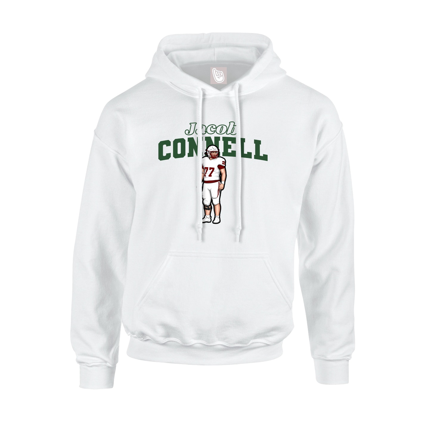 Youth Hoodie — Name Arch in White