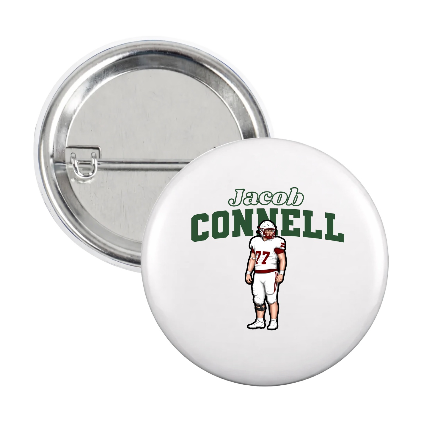 Game Day Button — Name Arch in White