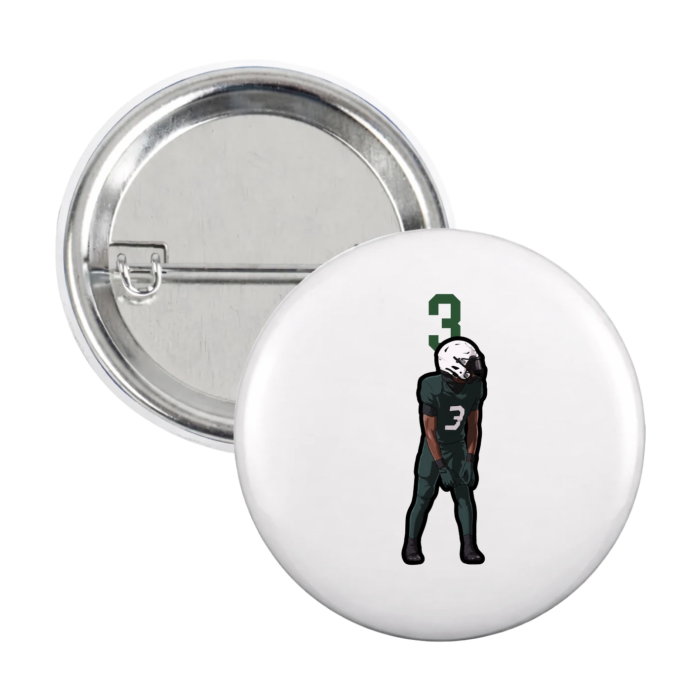 Game Day Button — Number Top in White