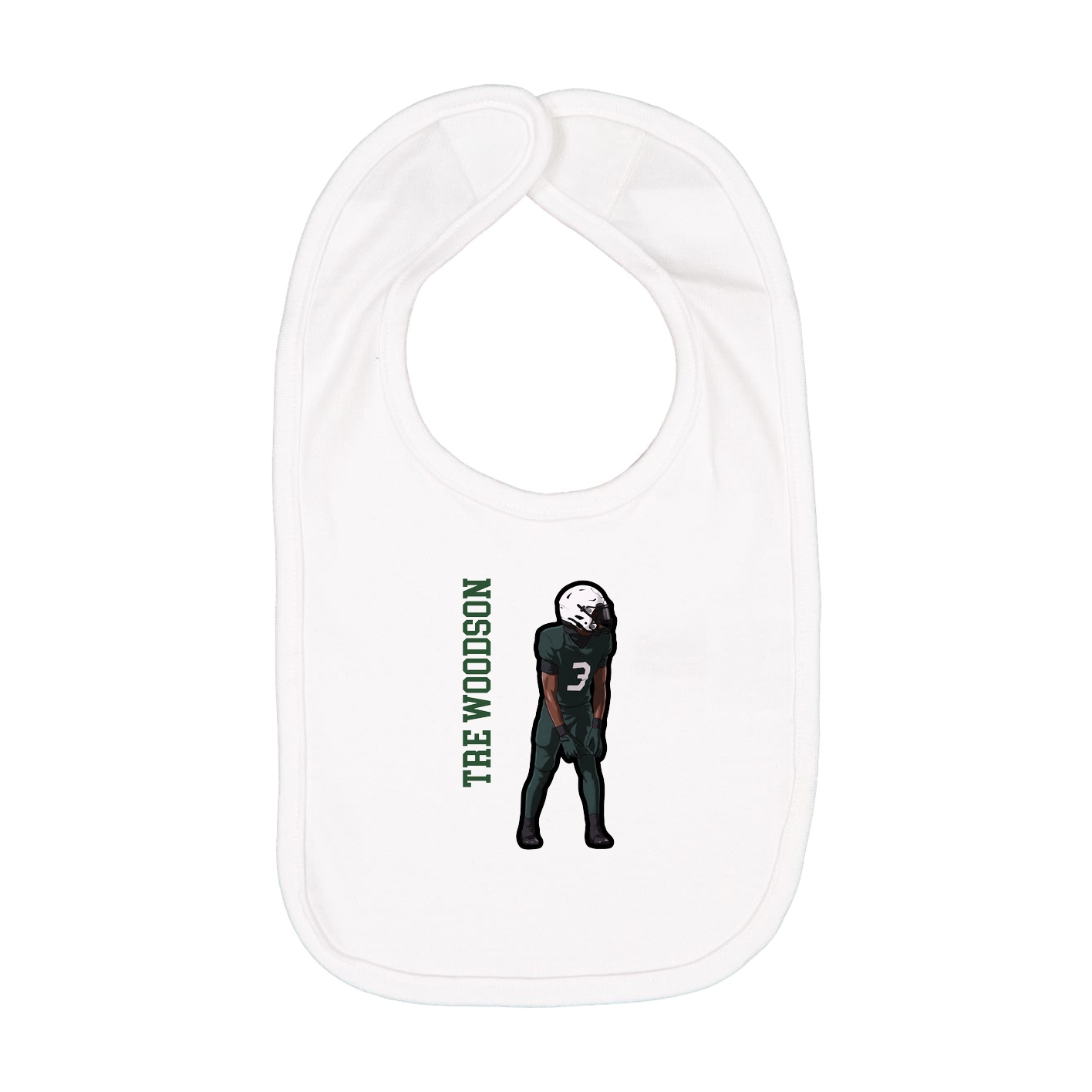 Infant Bib — Name Vertical in White