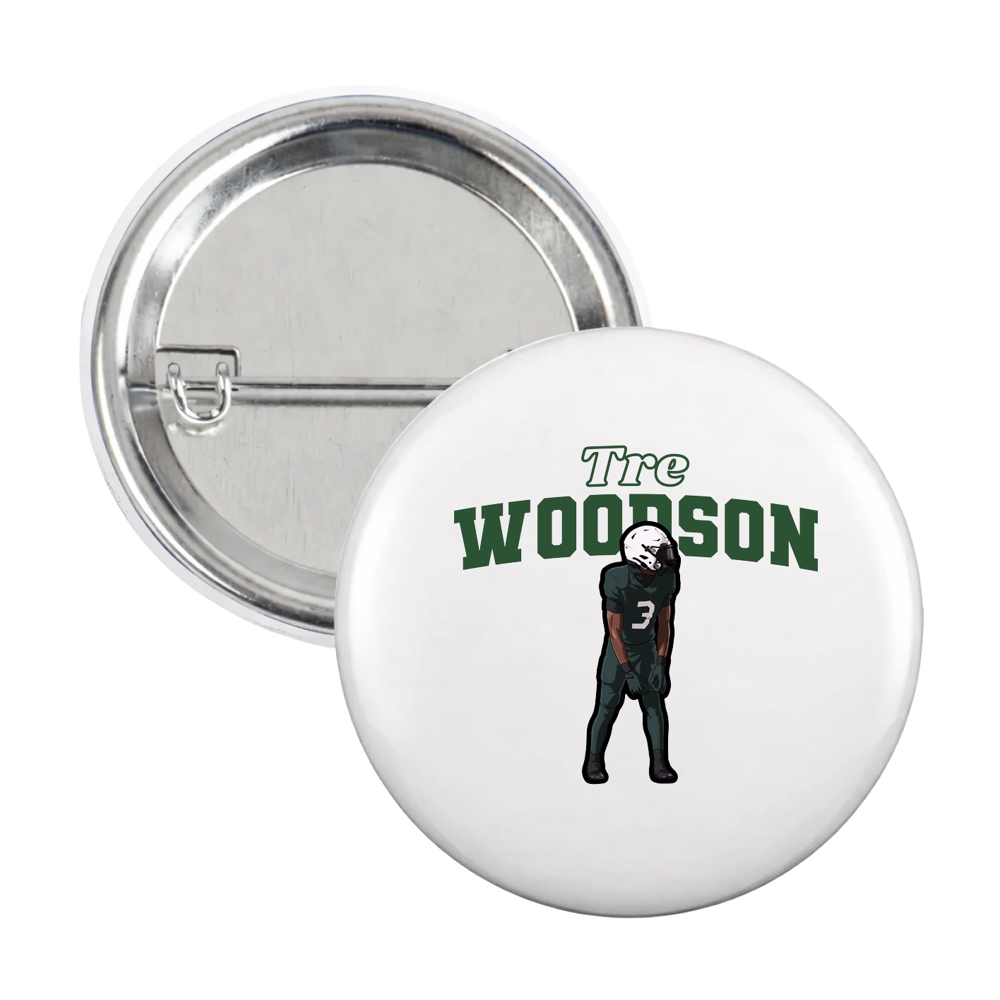 Game Day Button — Name Arch in White