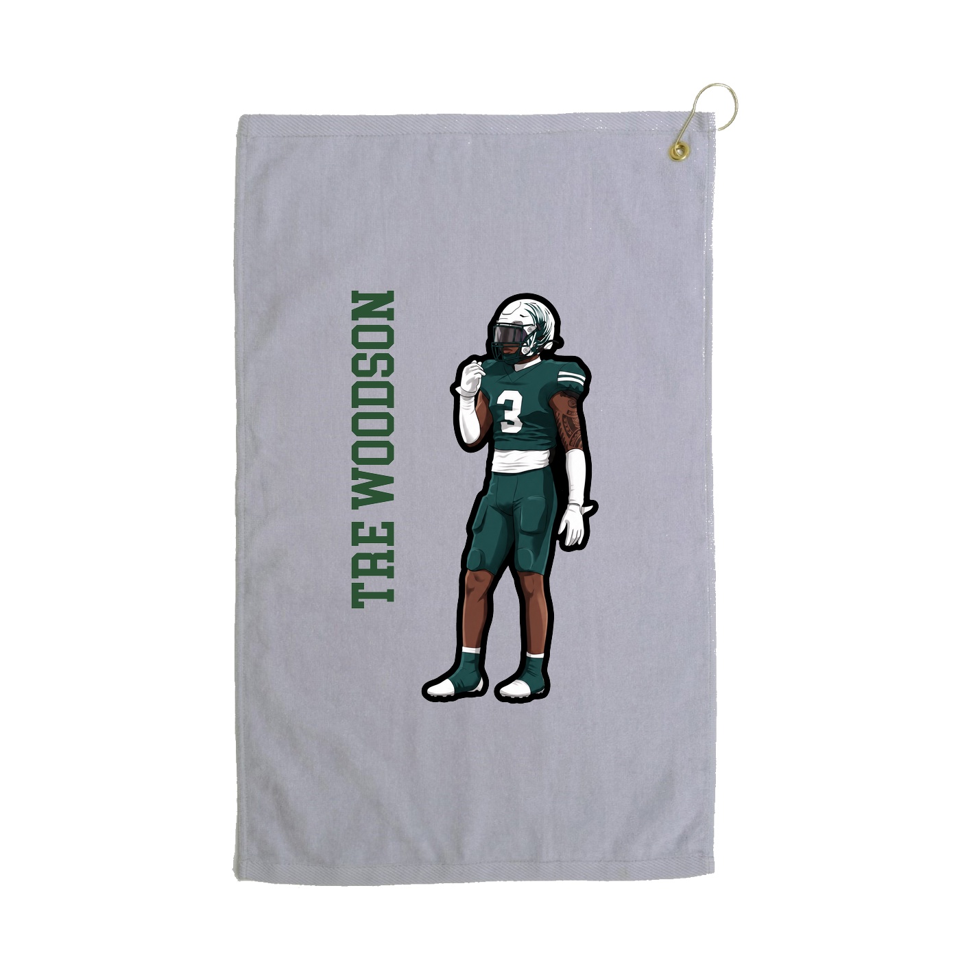 Golf Towel — Name Vertical in Grey
