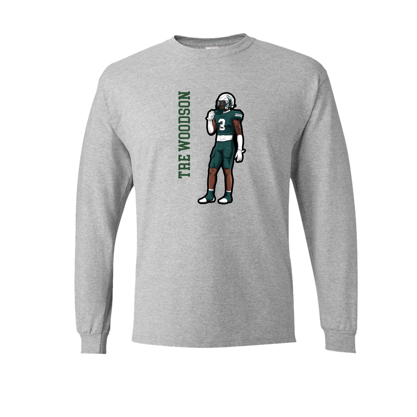 Long Sleeve Tee — Name Vertical in Grey
