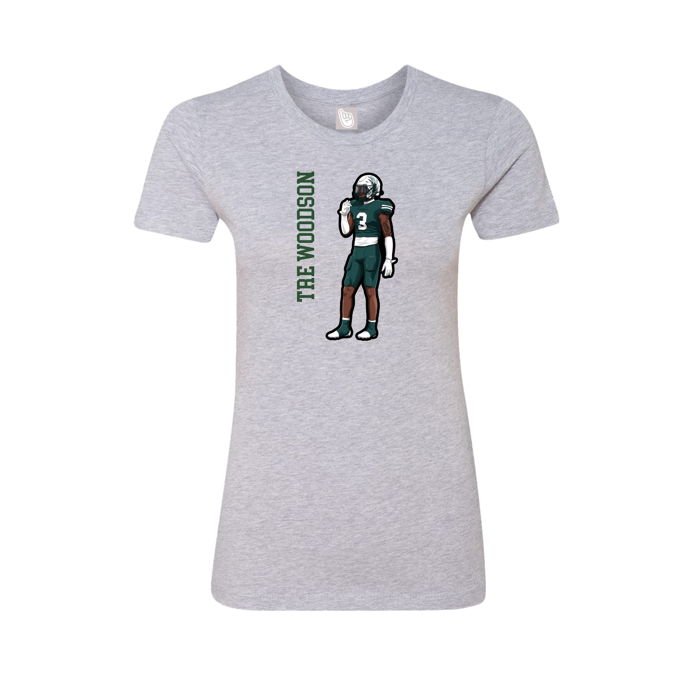 Fitted Women's Tee — Name Vertical in Grey