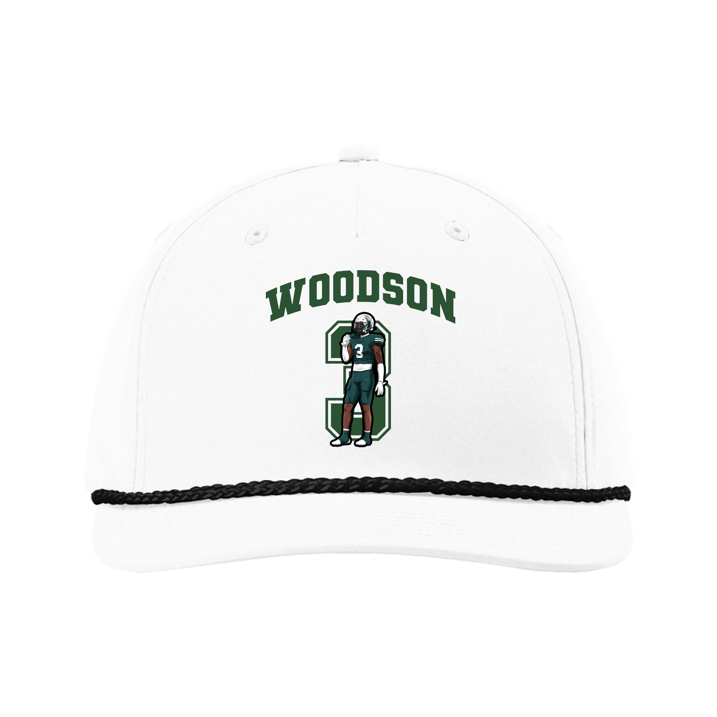 Five-Panel Classic Rope Cap — Number in White