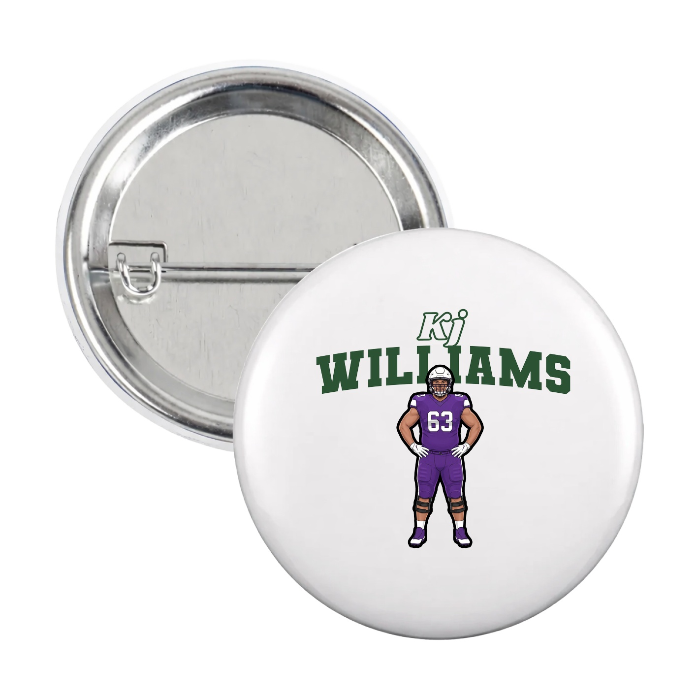 Game Day Button — Name Arch in White