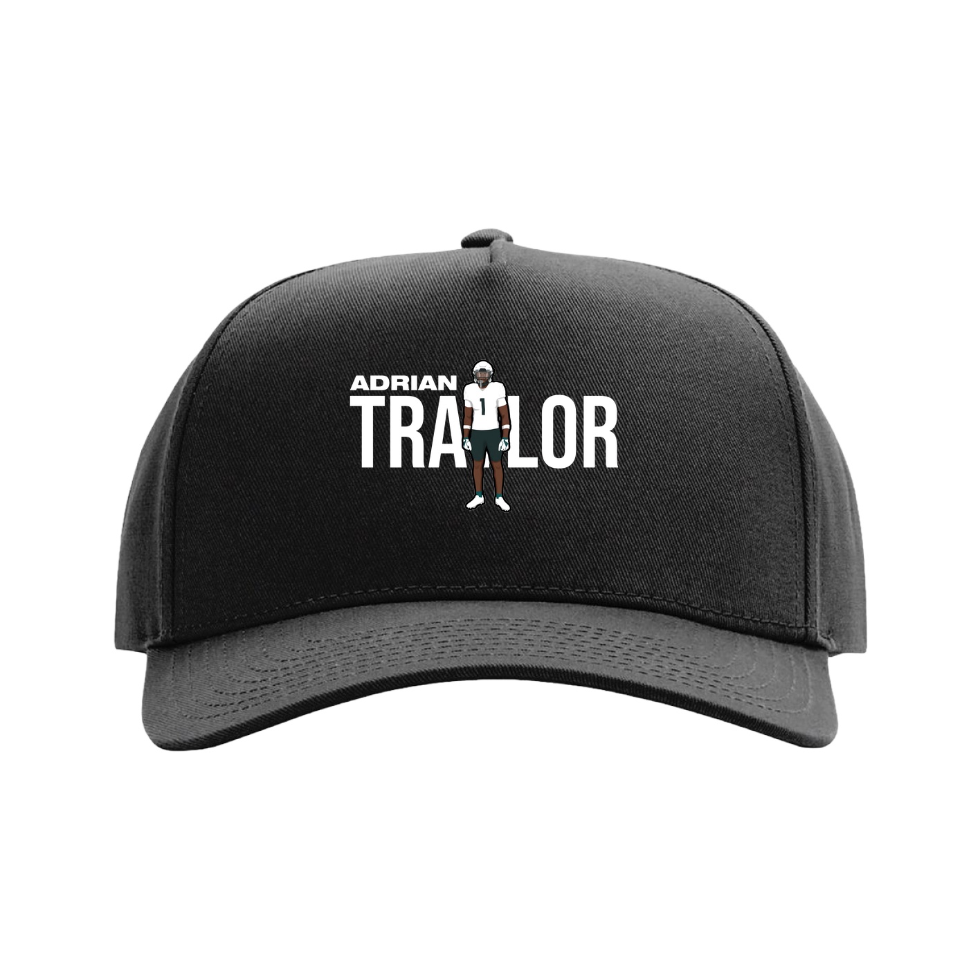 Full Fabric Five-Panel Champ Cap — Player Name in Black