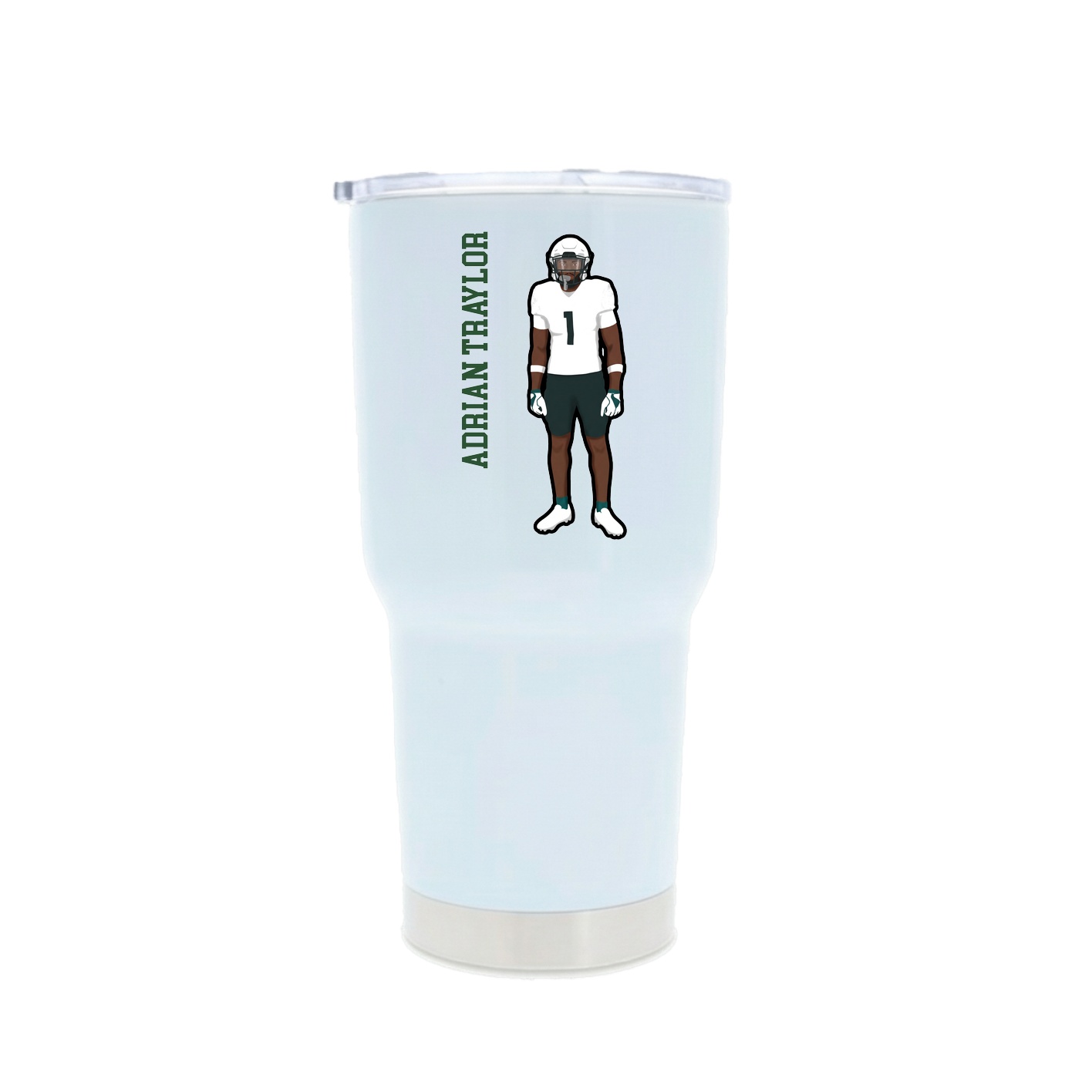 30oz Stainless Steel Tumbler — Name Vertical in White