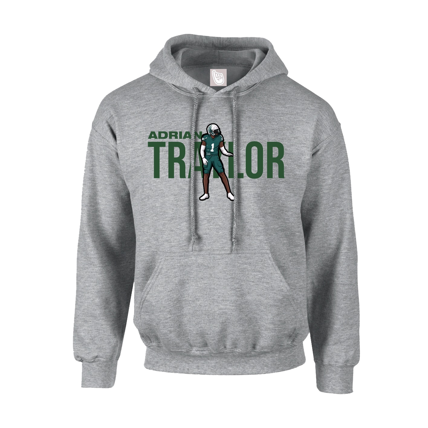Youth Hoodie — Player Name in Grey