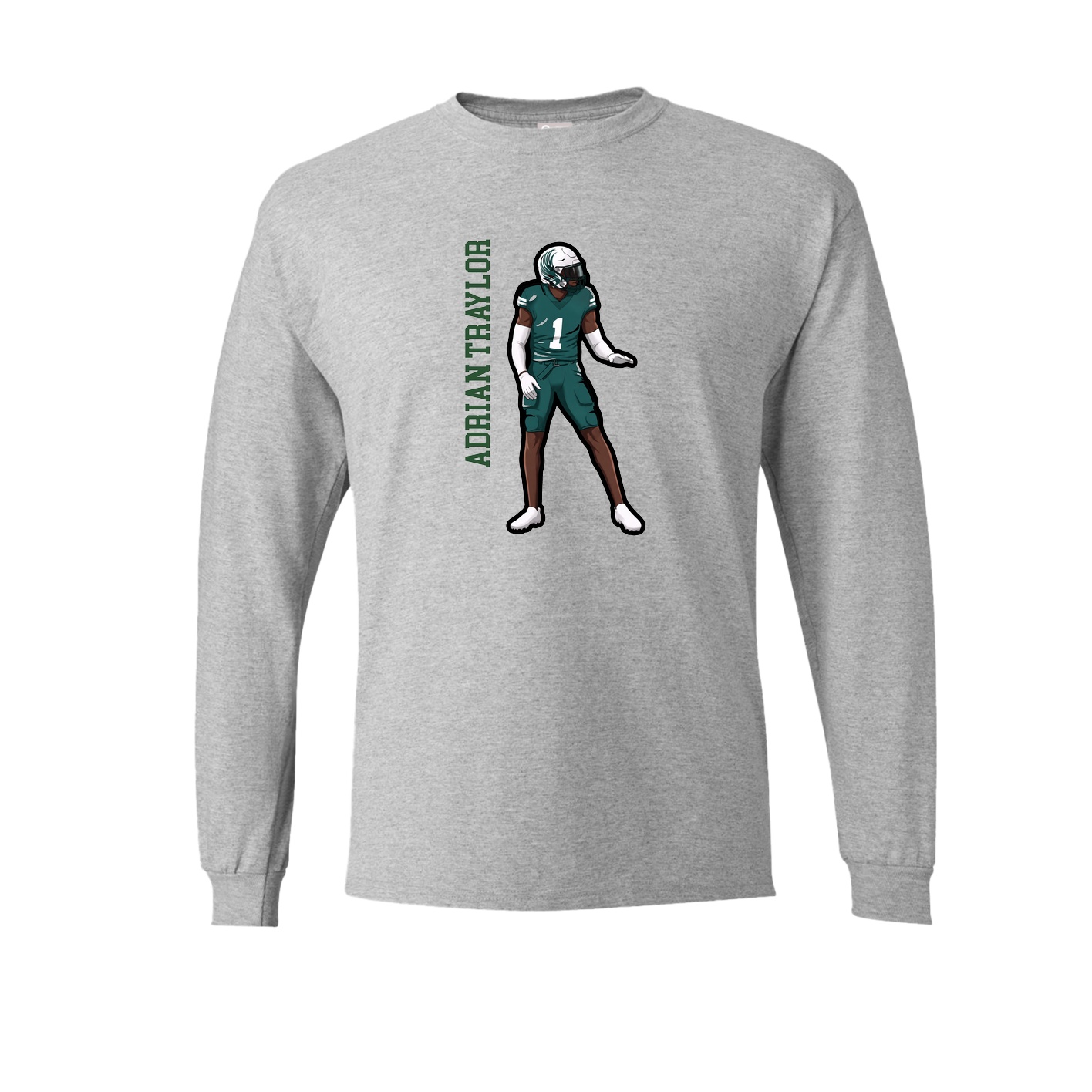 Long Sleeve Tee — Name Vertical in Grey