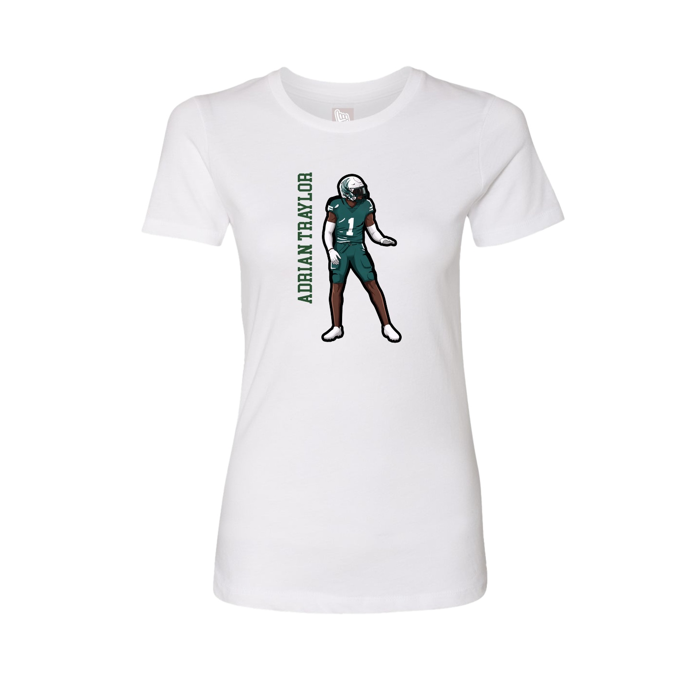Fitted Women's Tee — Name Vertical in White