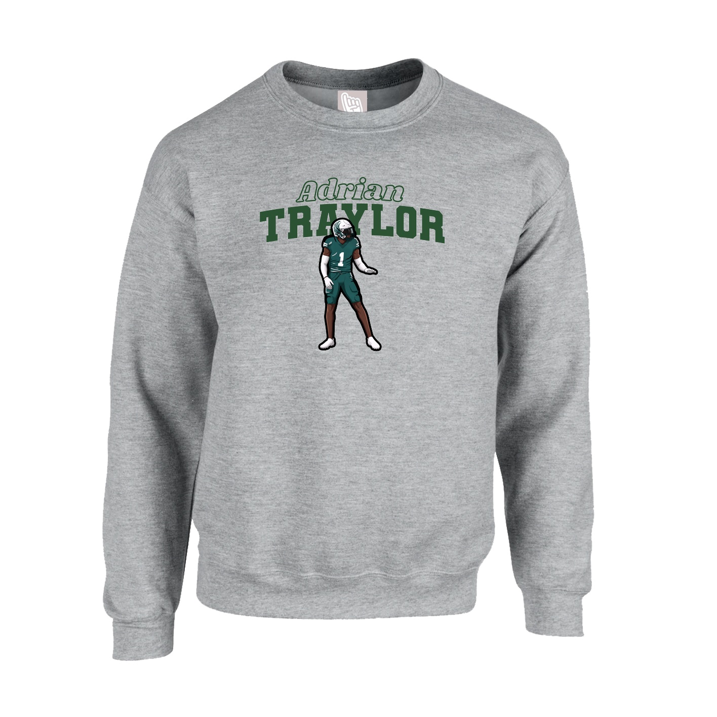 Fleece Crew — Name Arch in Grey