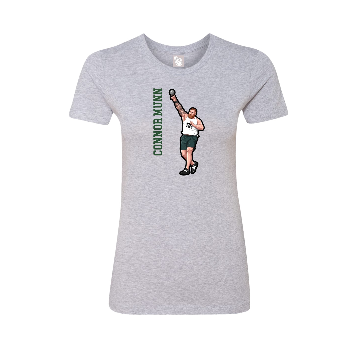 Fitted Women's Tee — Name Vertical in Grey