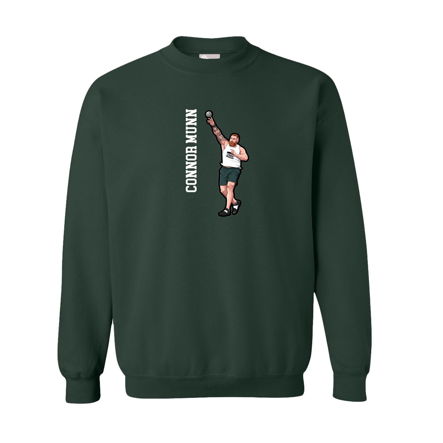 Fleece Crew — Name Vertical in Green