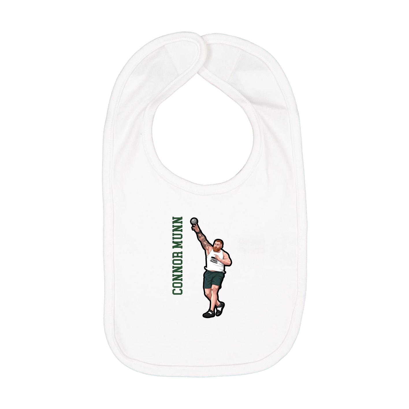 Infant Bib — Name Vertical in White