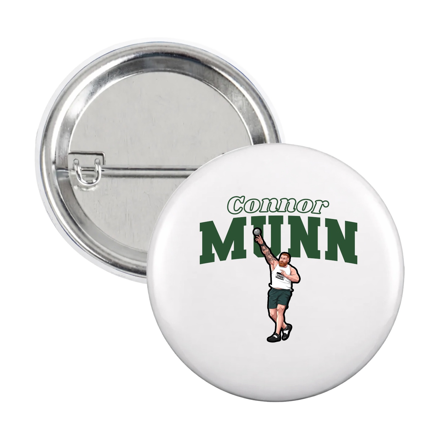 Game Day Button — Name Arch in White