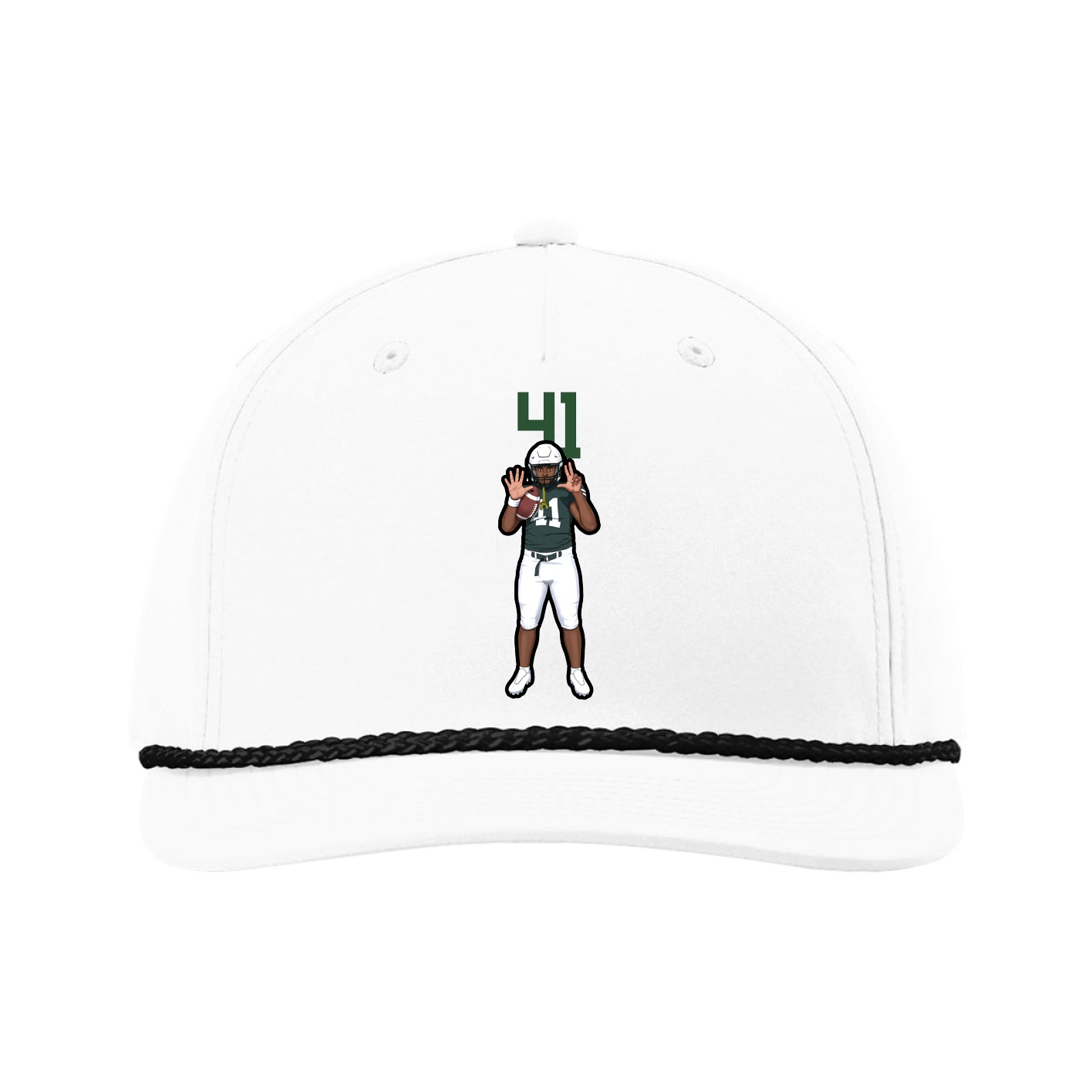 Five-Panel Classic Rope Cap — Number Top in White