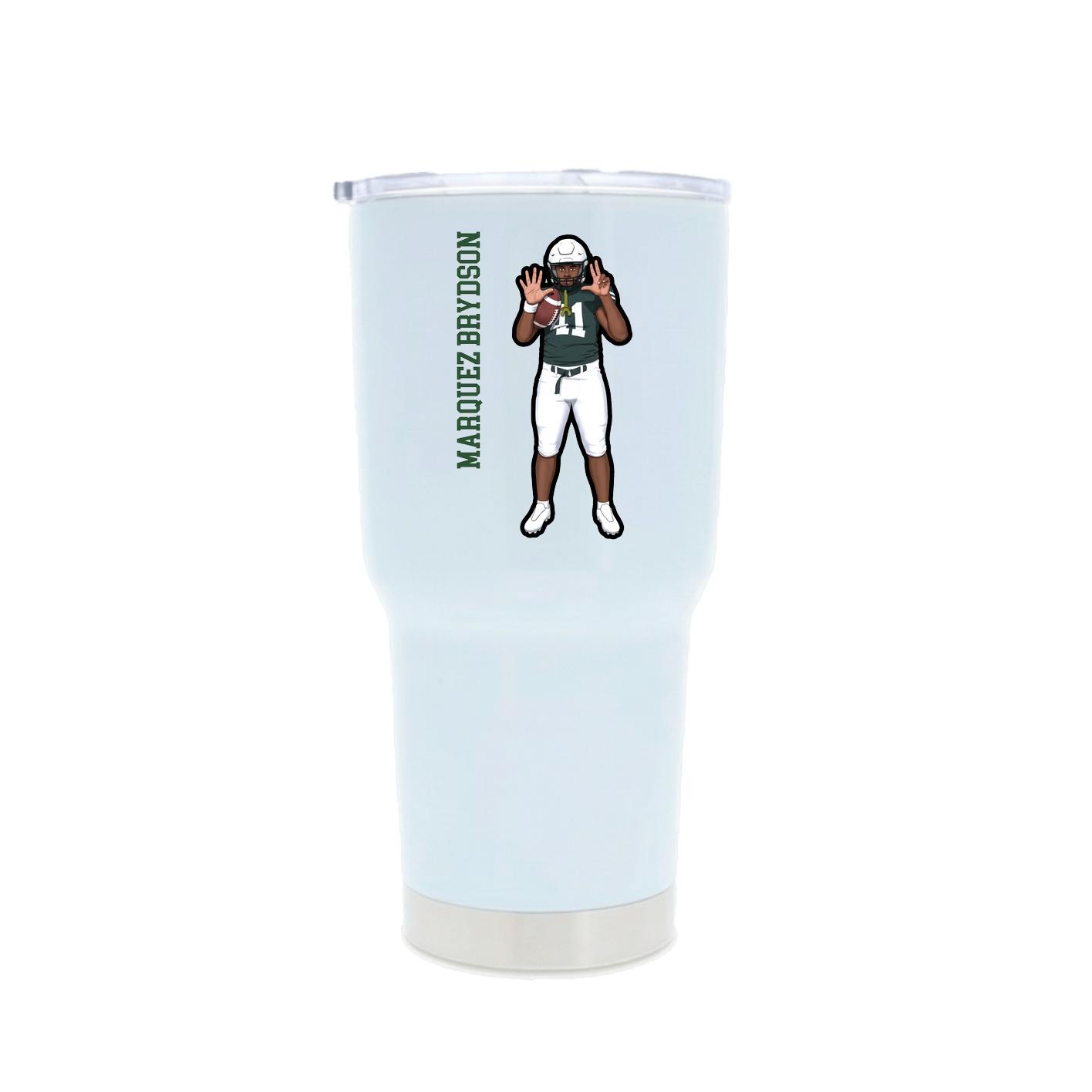 30oz Stainless Steel Tumbler — Name Vertical in White