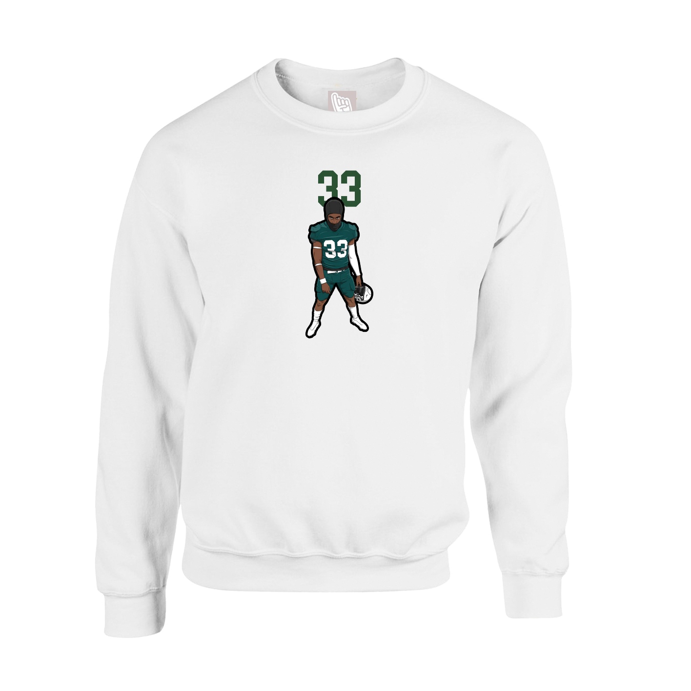 Fleece Crew — Number Top in White