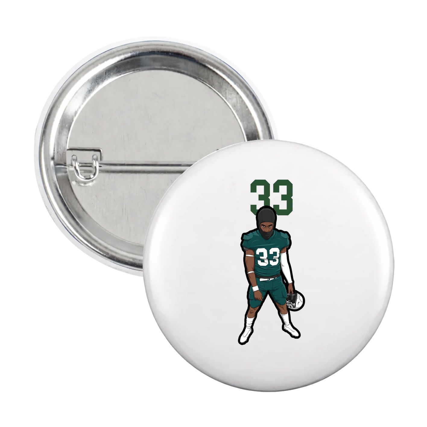 Game Day Button — Number Top in White