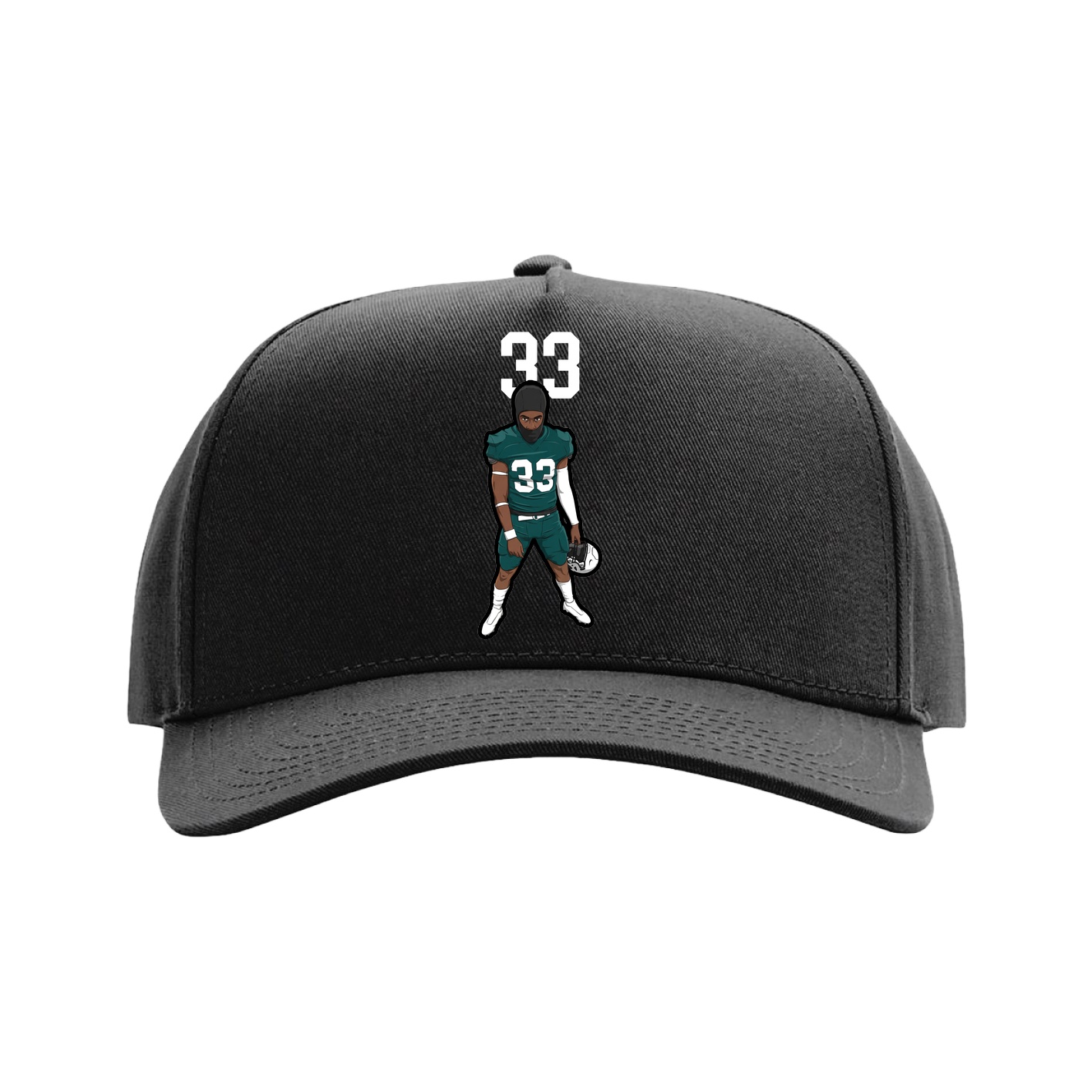 Full Fabric Five-Panel Champ Cap — Number Top in Black
