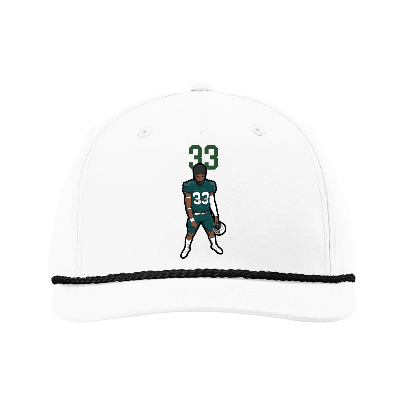 Five-Panel Classic Rope Cap — Number Top in White