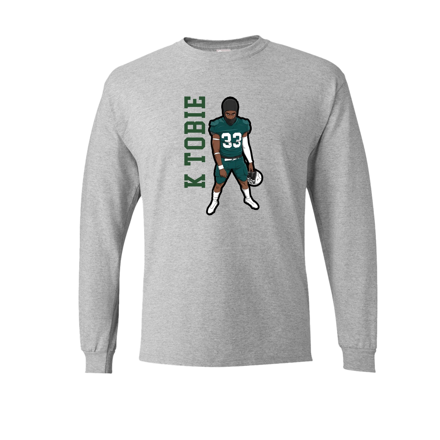Long Sleeve Tee — Name Vertical in Grey
