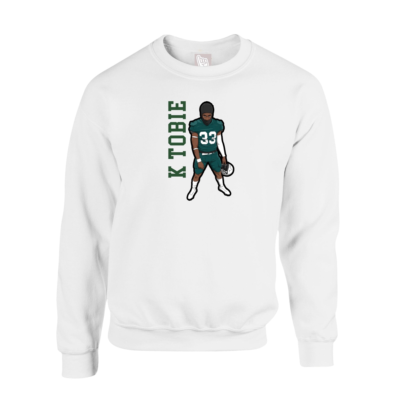 Fleece Crew — Name Vertical in White