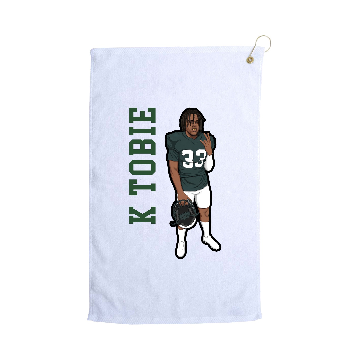 Golf Towel — Name Vertical in White