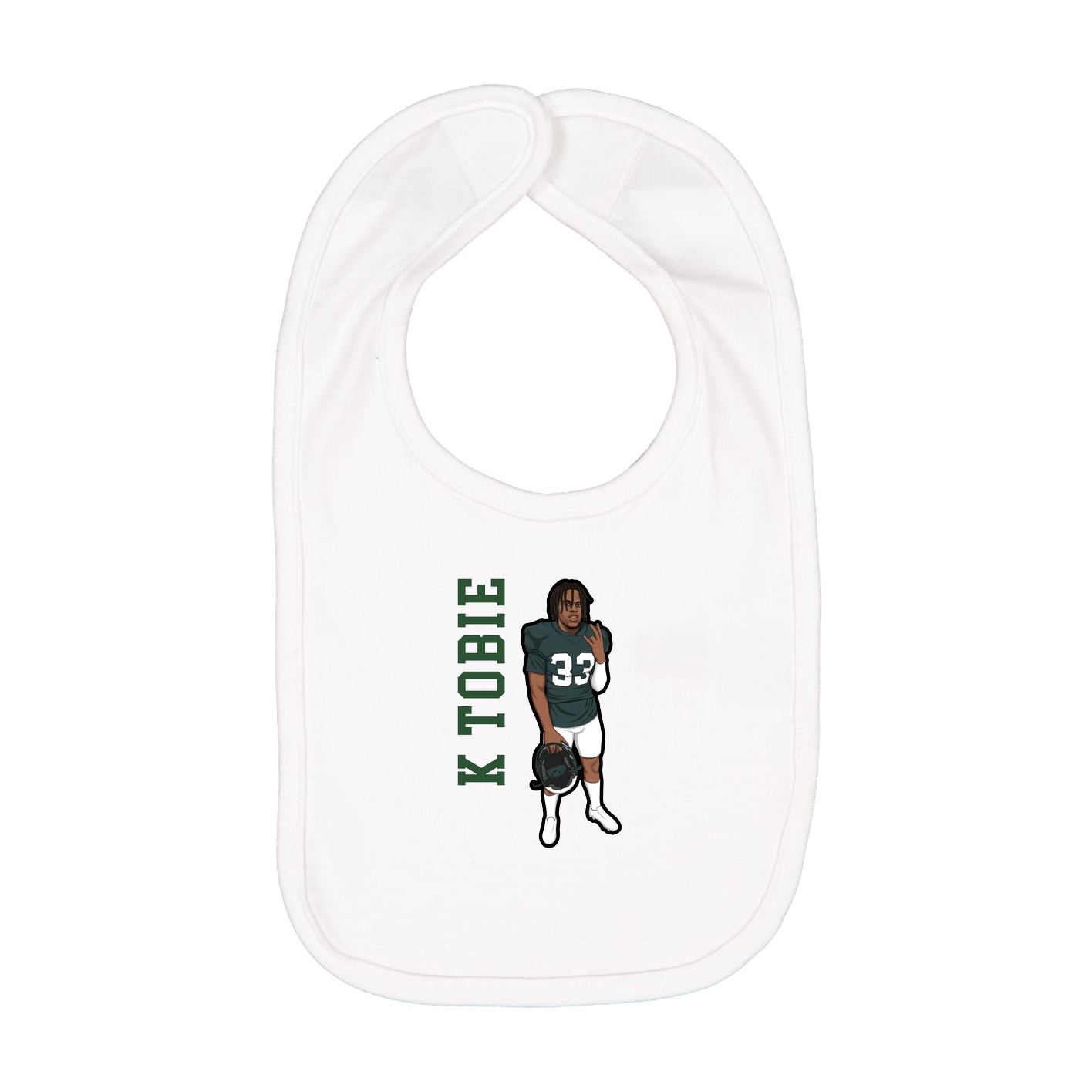 Infant Bib — Name Vertical in White