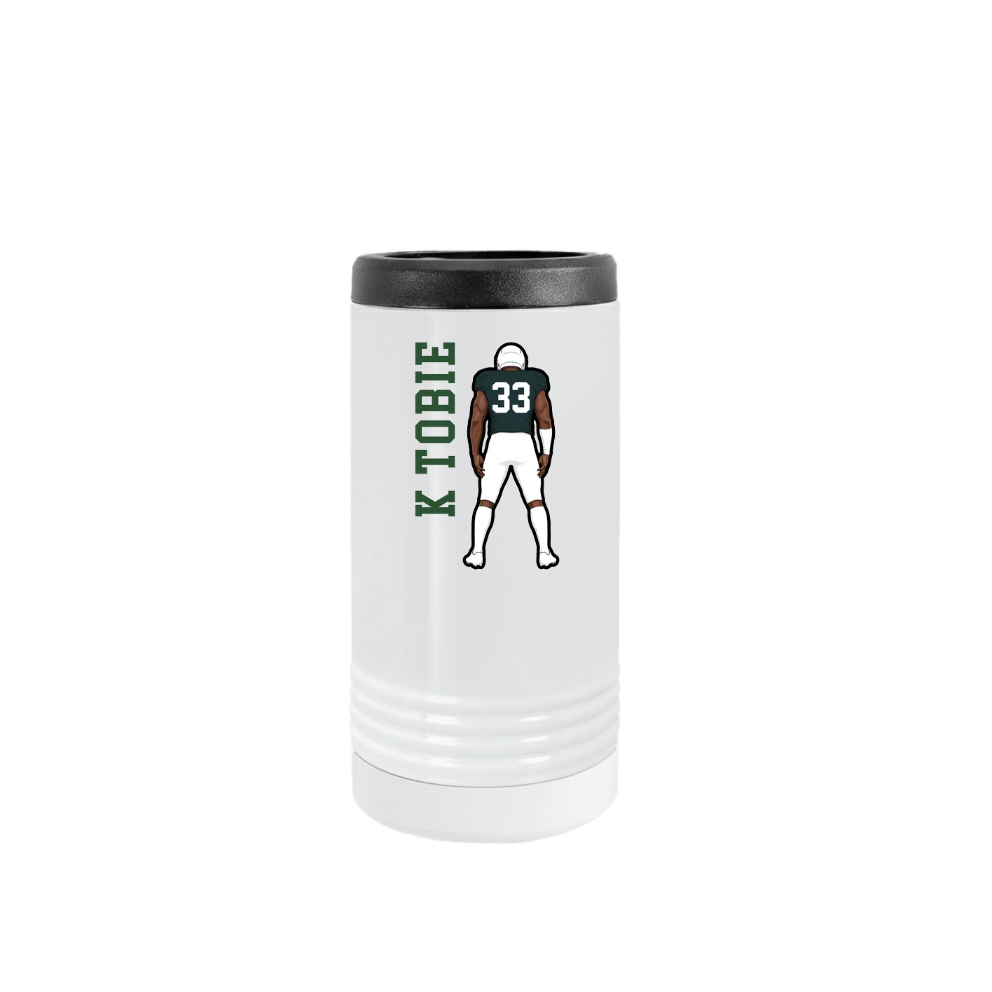 Slim Beverage Holder — Name Vertical in White