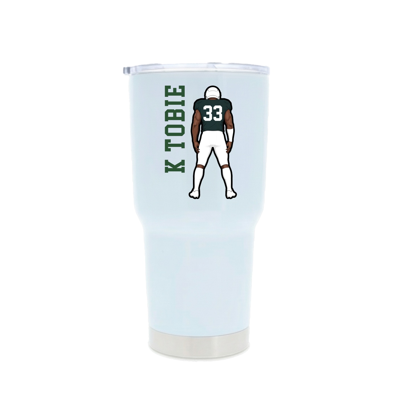 30oz Stainless Steel Tumbler — Name Vertical in White