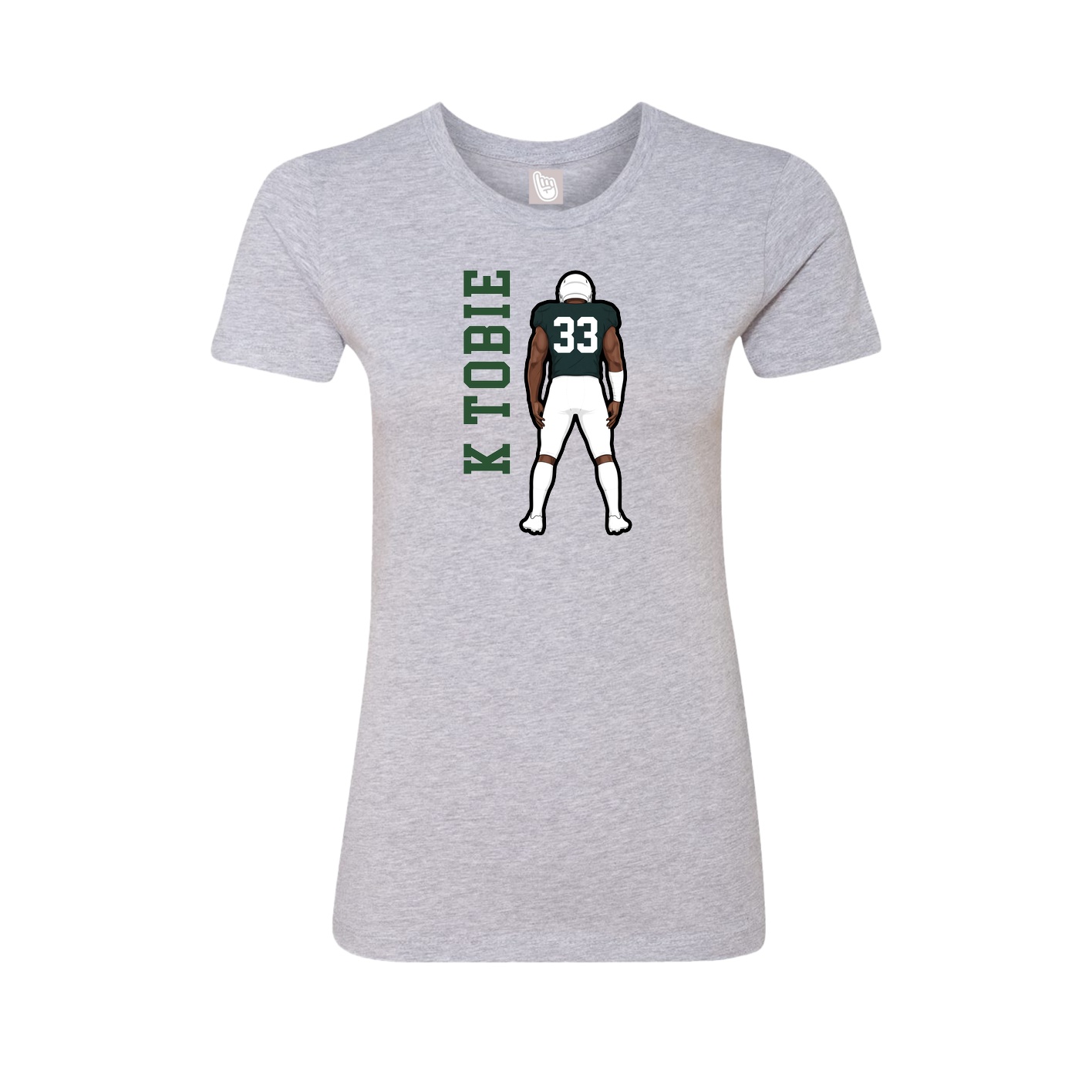 Fitted Women's Tee — Name Vertical in Grey