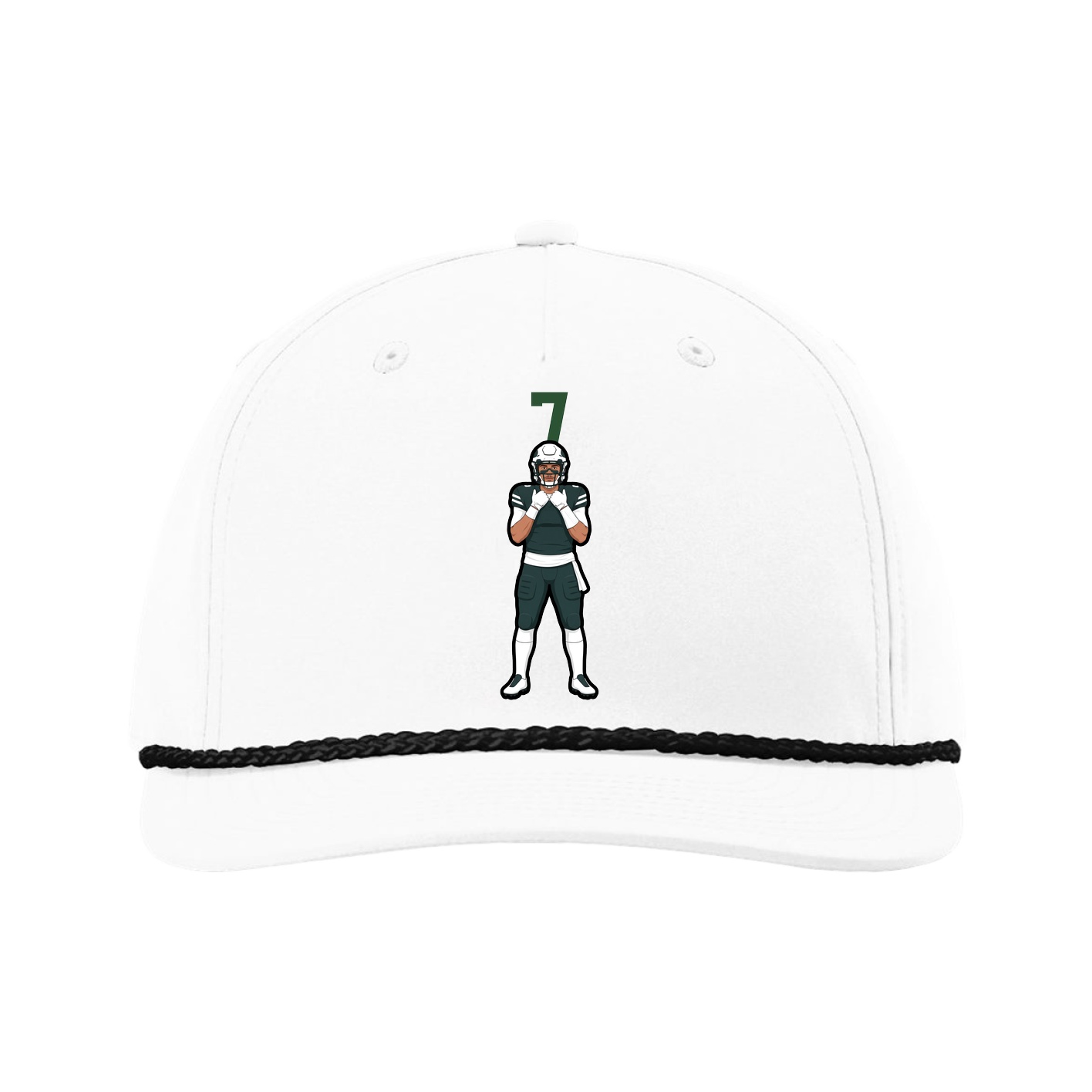 Five-Panel Classic Rope Cap — Number Top in White