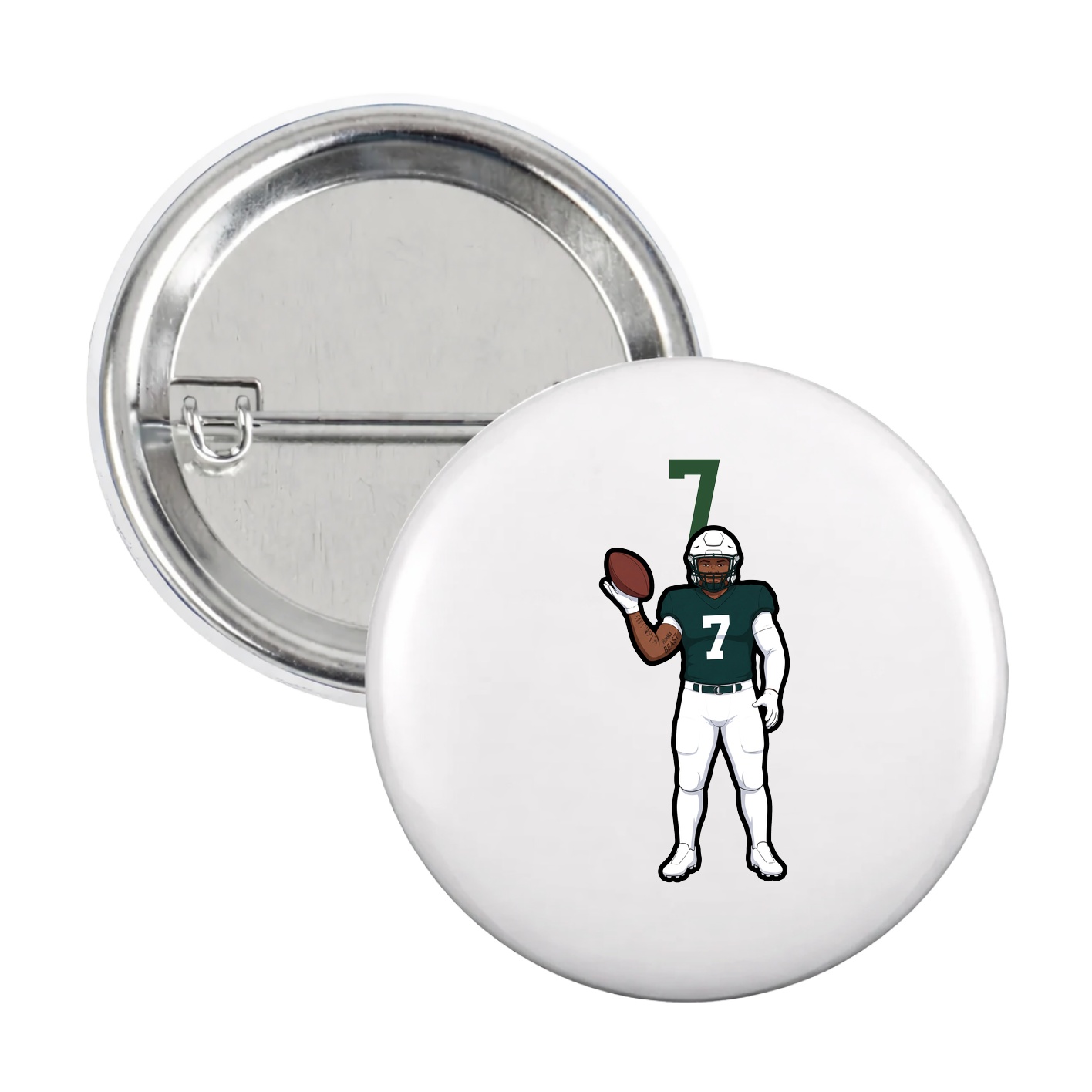 Game Day Button — Number Top in White