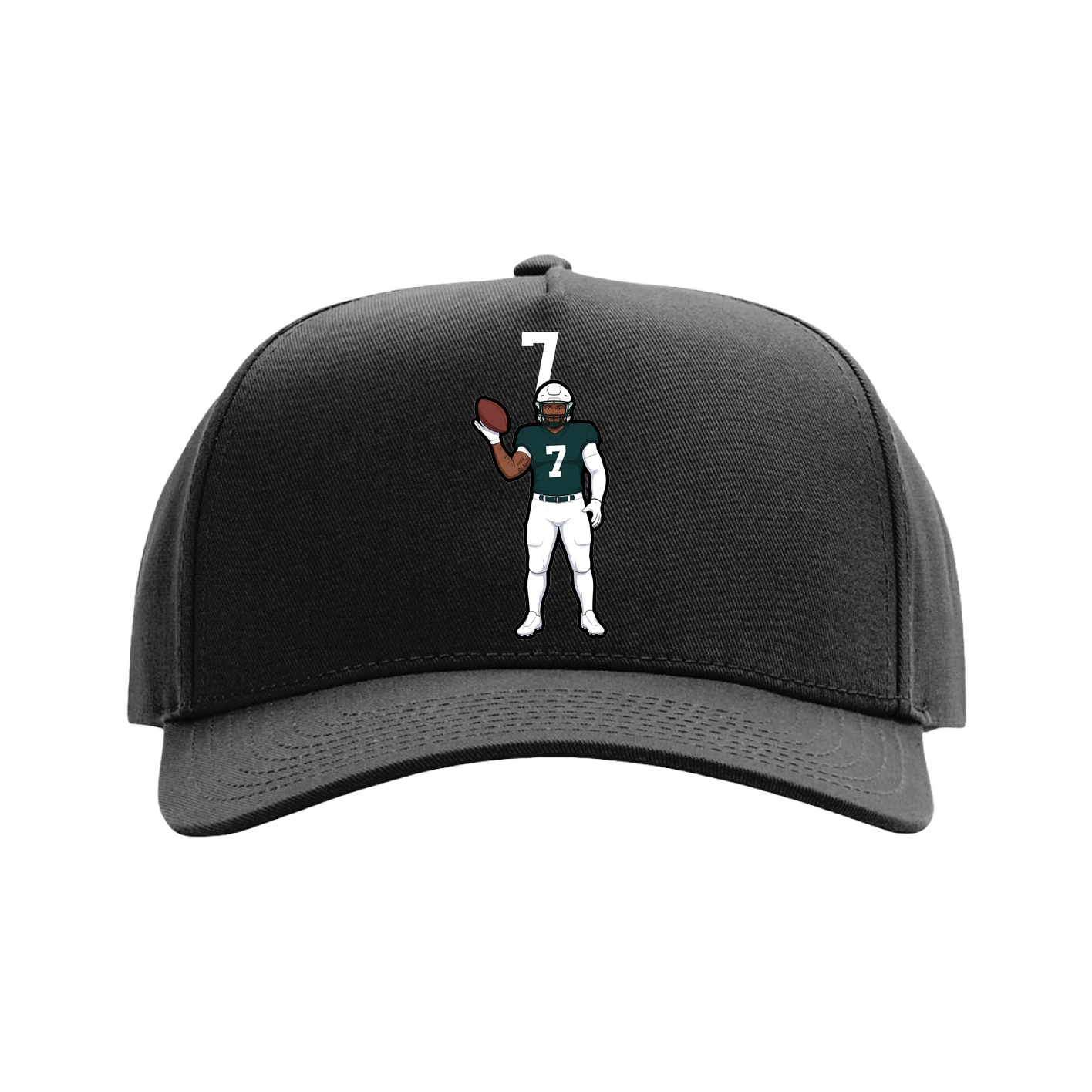 Full Fabric Five-Panel Champ Cap — Number Top in Black