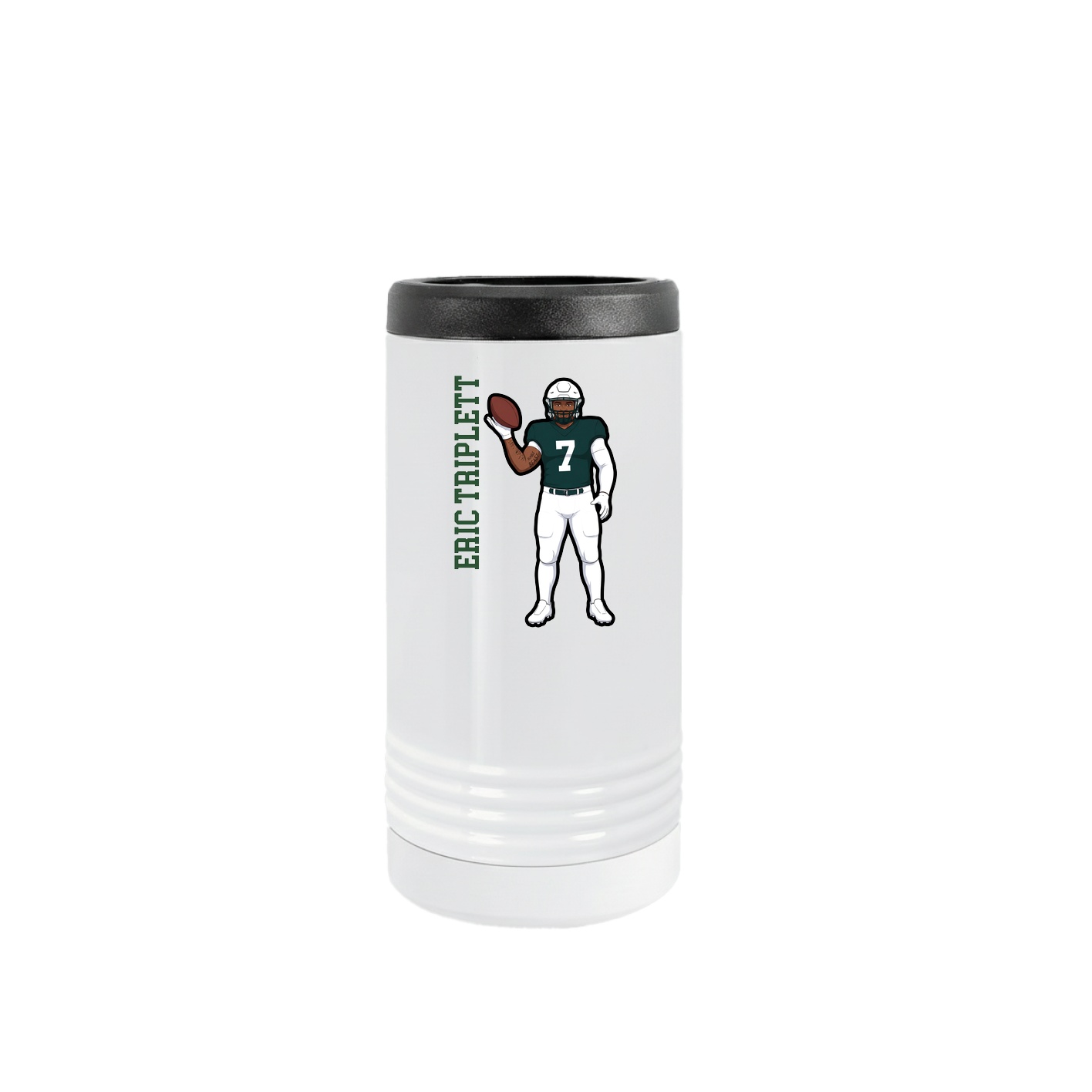 Slim Beverage Holder — Name Vertical in White