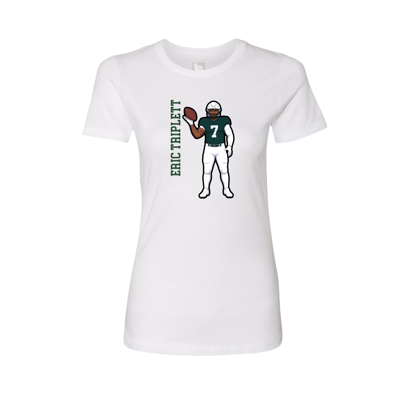 Fitted Women's Tee — Name Vertical in White