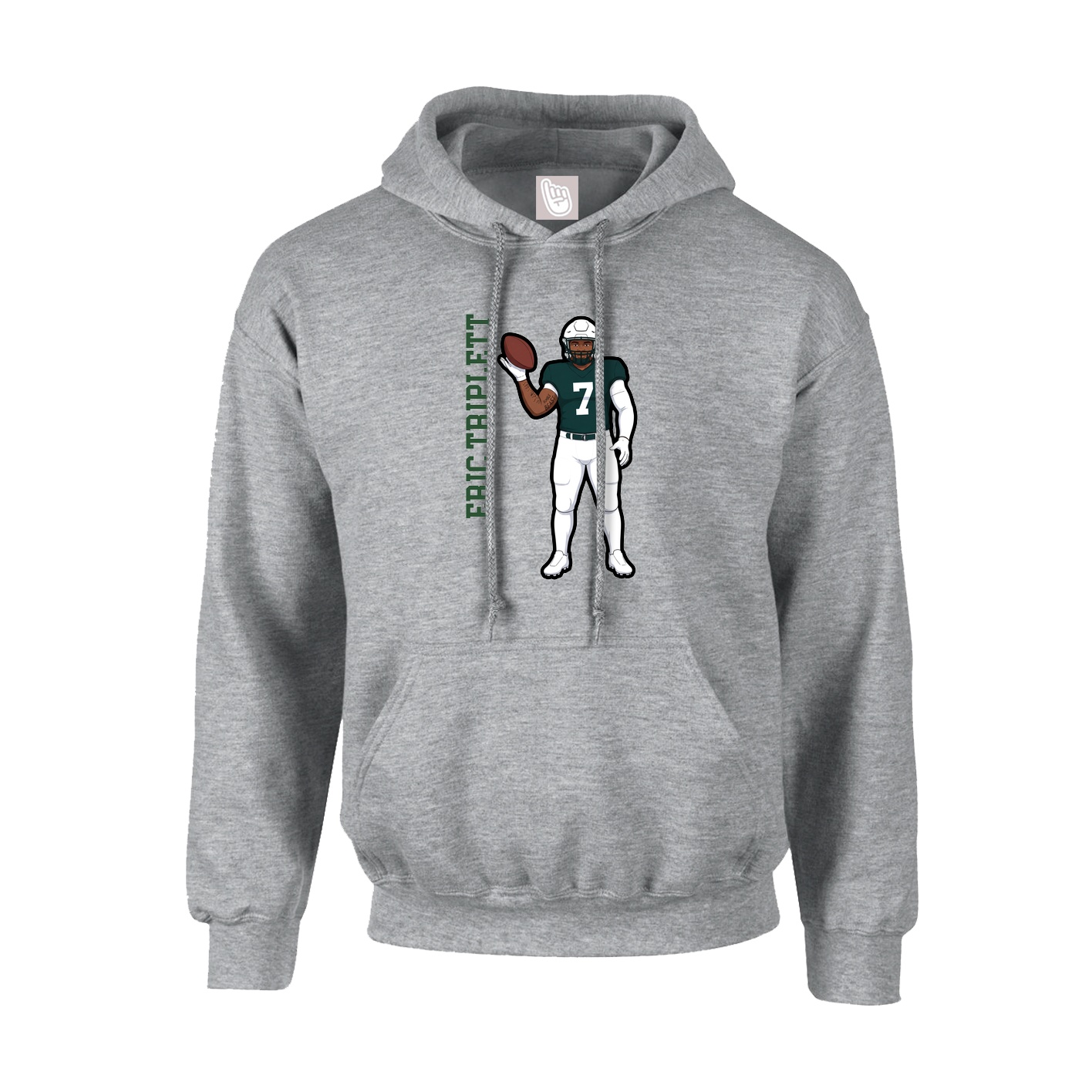 Hoodie — Name Vertical in Grey