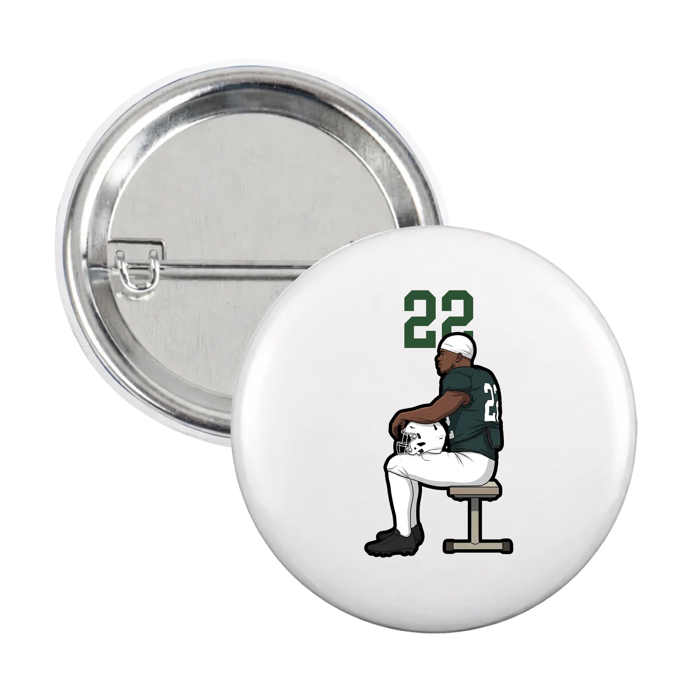 Game Day Button — Number Top in White