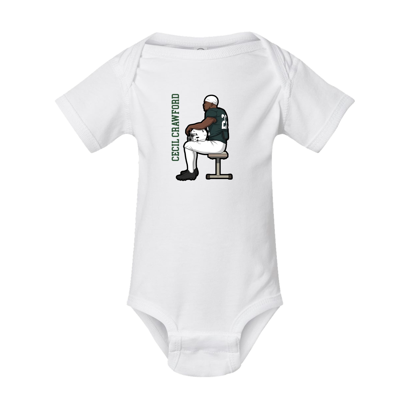 Baby Onesie — Name Vertical in White