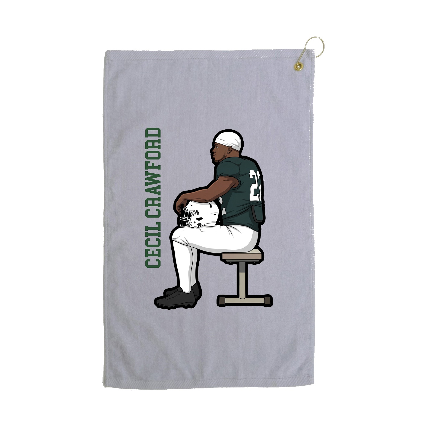 Golf Towel — Name Vertical in Grey