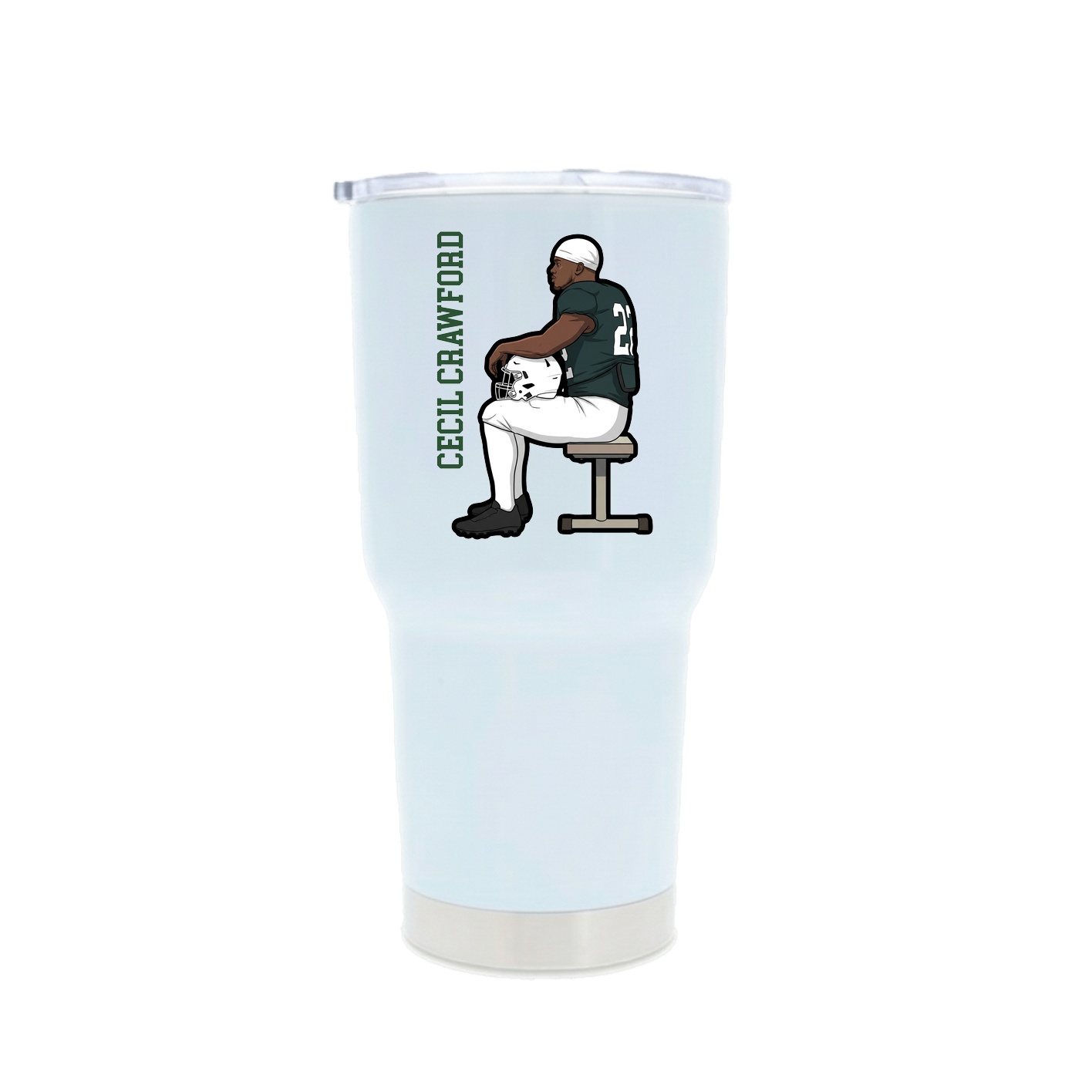 30oz Stainless Steel Tumbler — Name Vertical in White