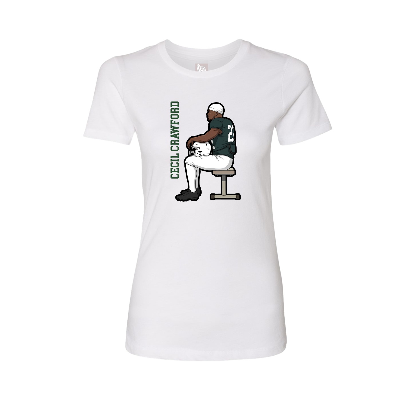 Fitted Women's Tee — Name Vertical in White
