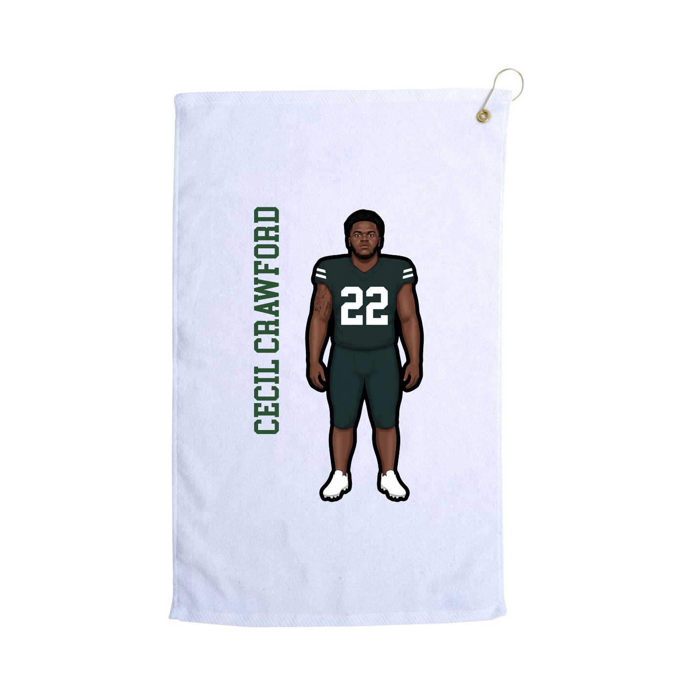 Golf Towel — Name Vertical in White
