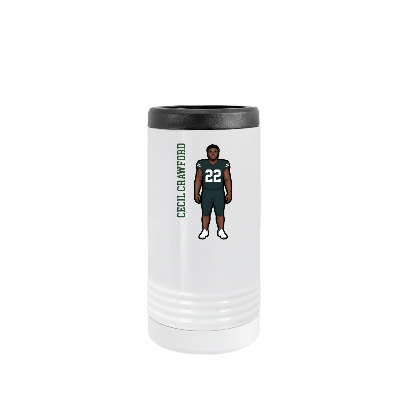 Slim Beverage Holder — Name Vertical in White