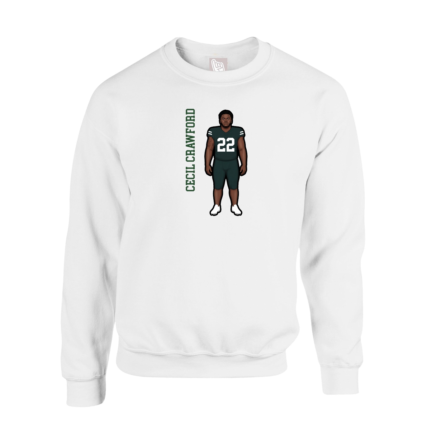 Fleece Crew — Name Vertical in White